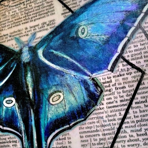 Luna Moth & Dragonfly Moon Magic Nature Sacred Geometry Two Set 16x20 Canvas - Picture 4 of 8